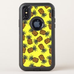 colorful hand painted tropical pineapple pattern OtterBox defender iPhone x Case